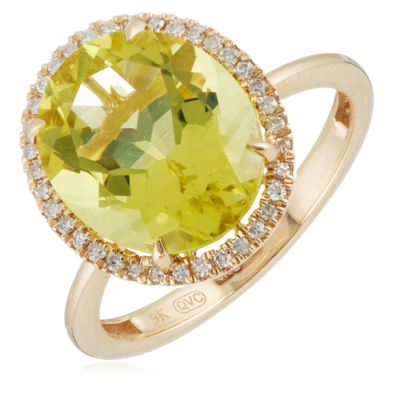 Oisha Semi Precious Gemstone & Diamond Oval Ring 9ct Gold