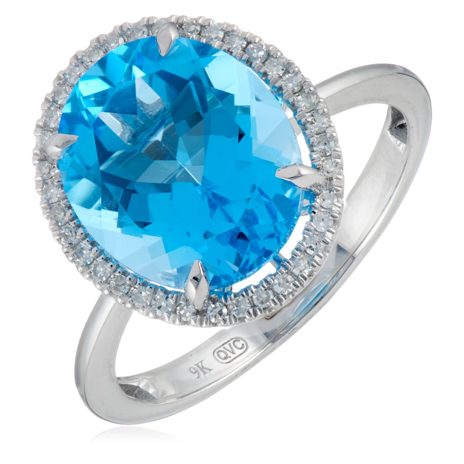 Oisha 4.40ct Semi Precious Gemstone & 0.12ct Diamond Oval Ring 9ct Gold