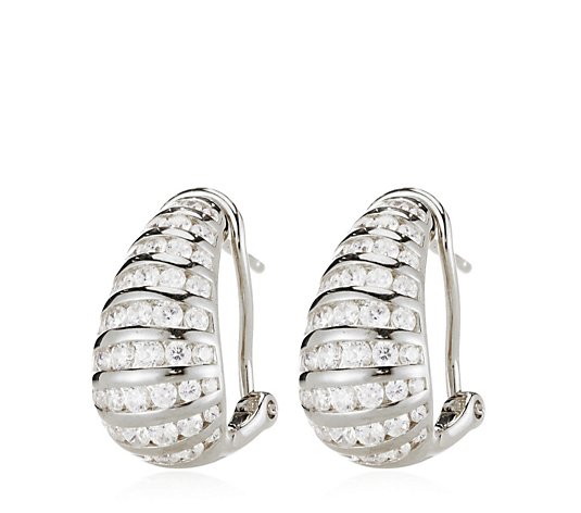 Diamonique by Tova 1.6ct tw Hoop Earrings Sterling Silver