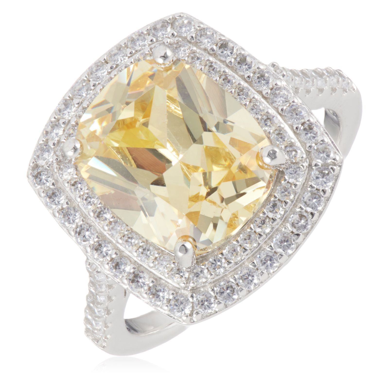 Diamonique 5.6ct tw Halo Cocktail Ring Sterling Silver