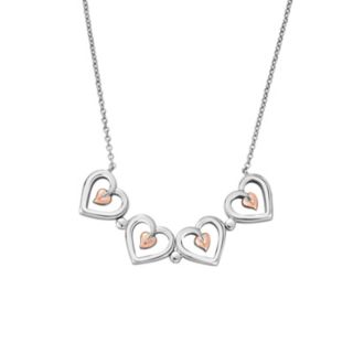 Clogau Tree of LifeTM Heart Silver Necklace Silver & 9ct Rose Gold