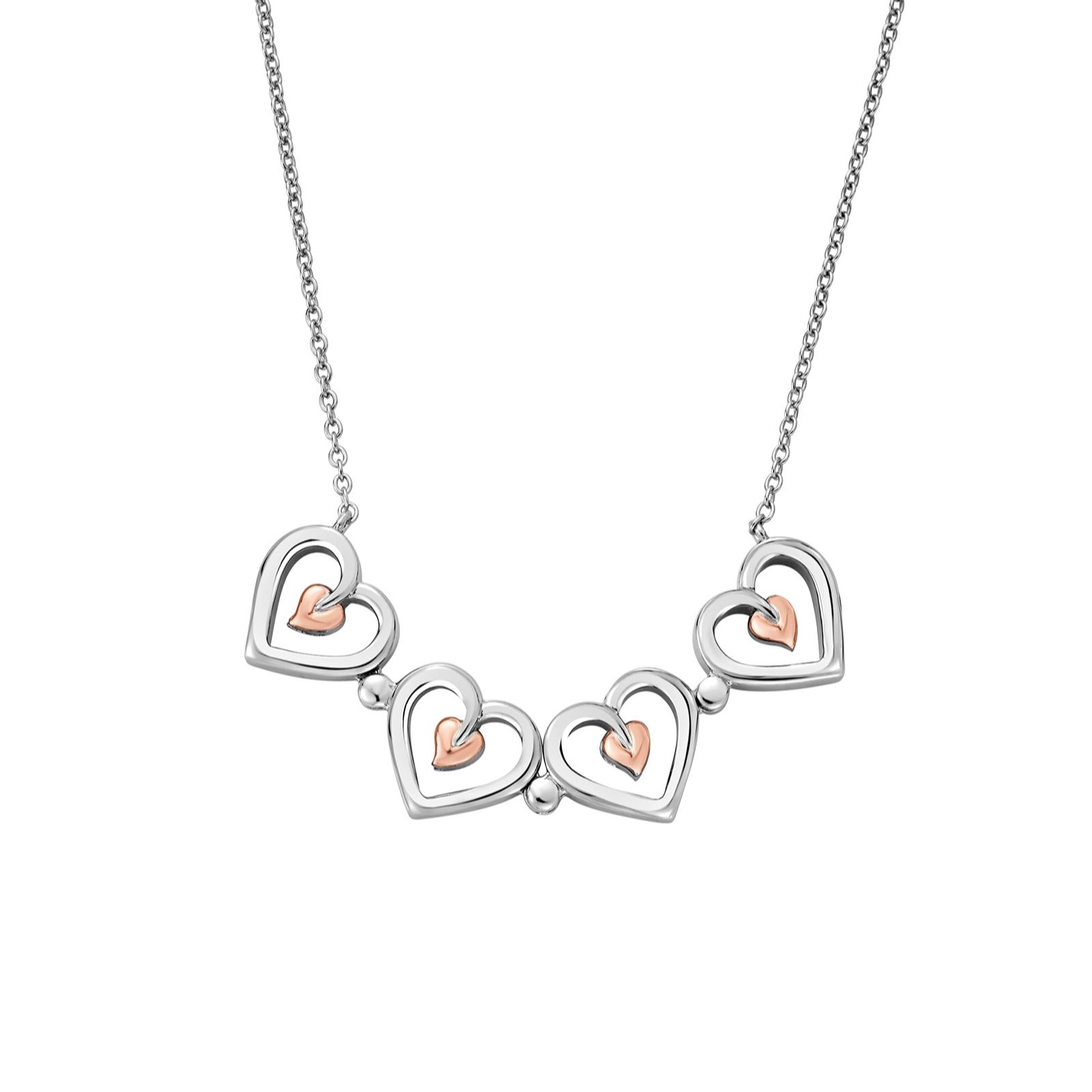 Clogau Tree of LifeTM Heart Silver Necklace Silver & 9ct Rose Gold