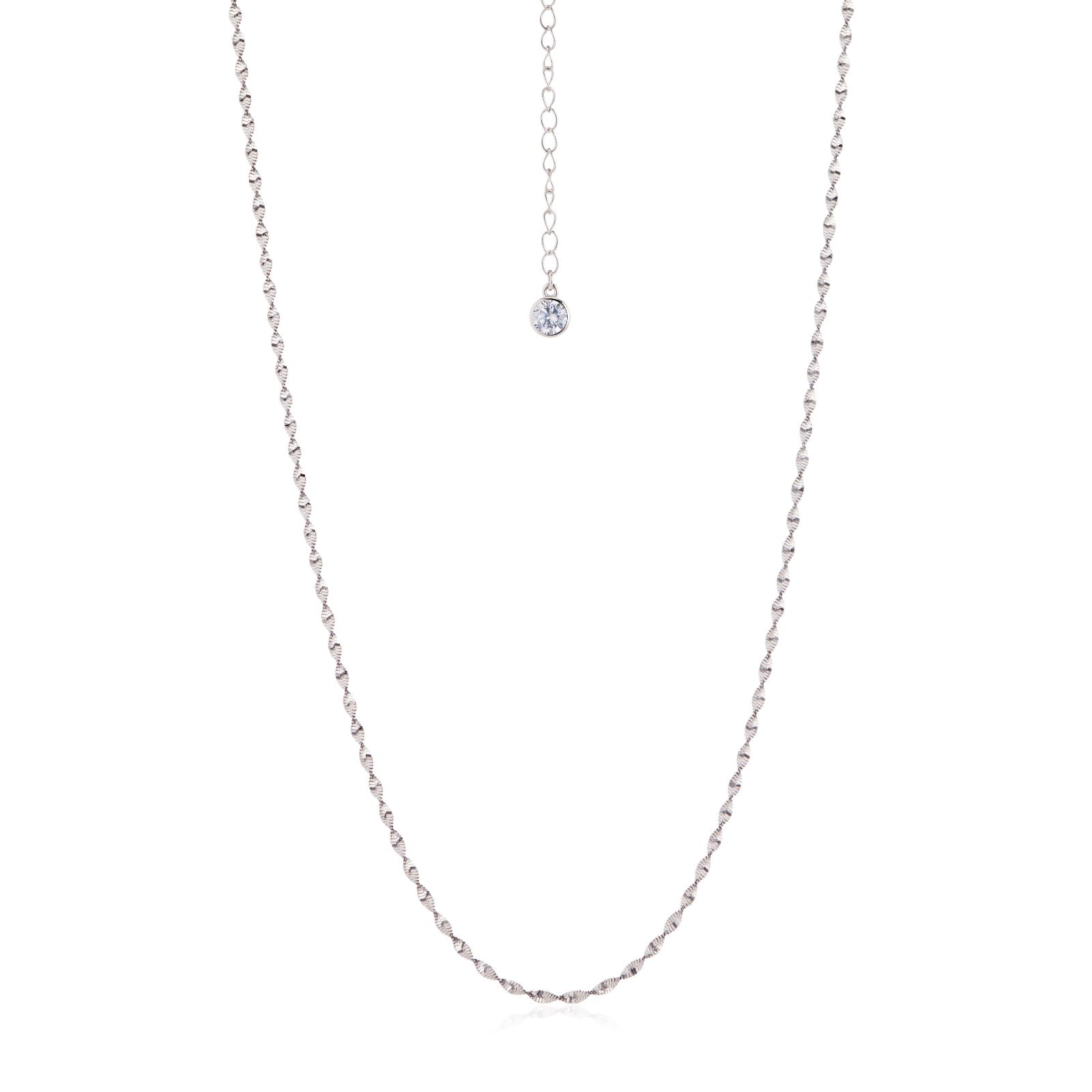 Diamonique 0.5ct Simply Silver Singapore Chain Necklace Sterling Silver