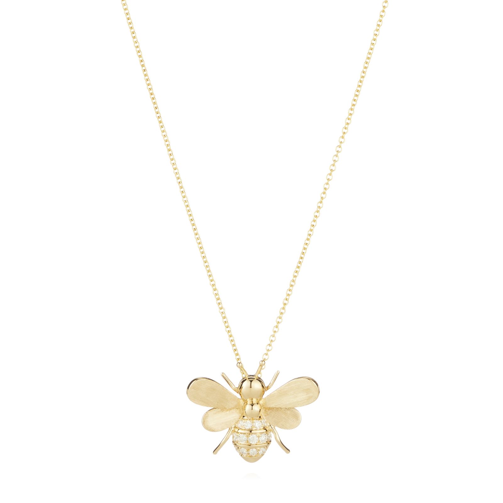 Effy 0.2ct Diamond Bee Pendant & 45cm Chain 14ct Gold