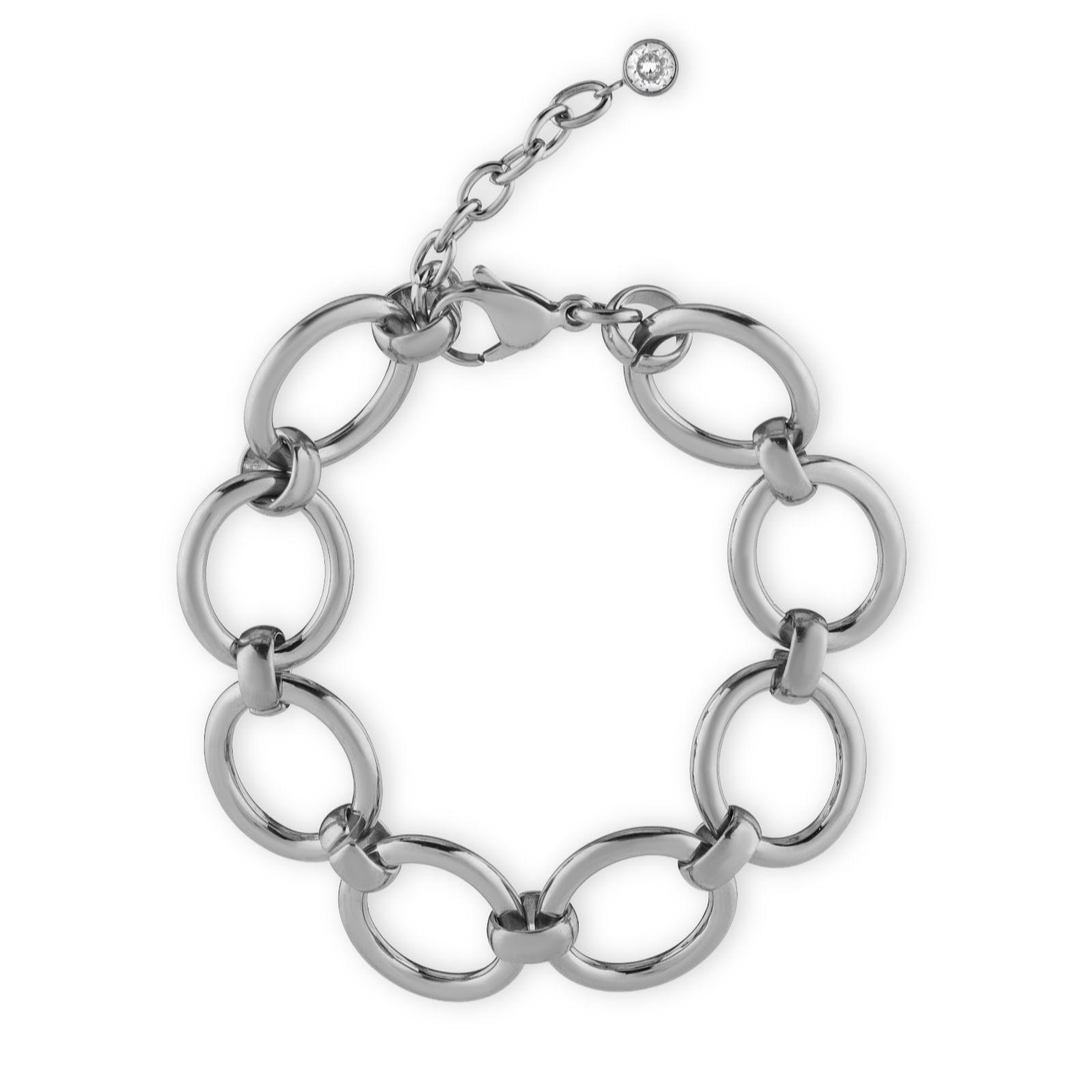 Steel by Diamonique Circle Link Chain Bracelet Stainless Steel