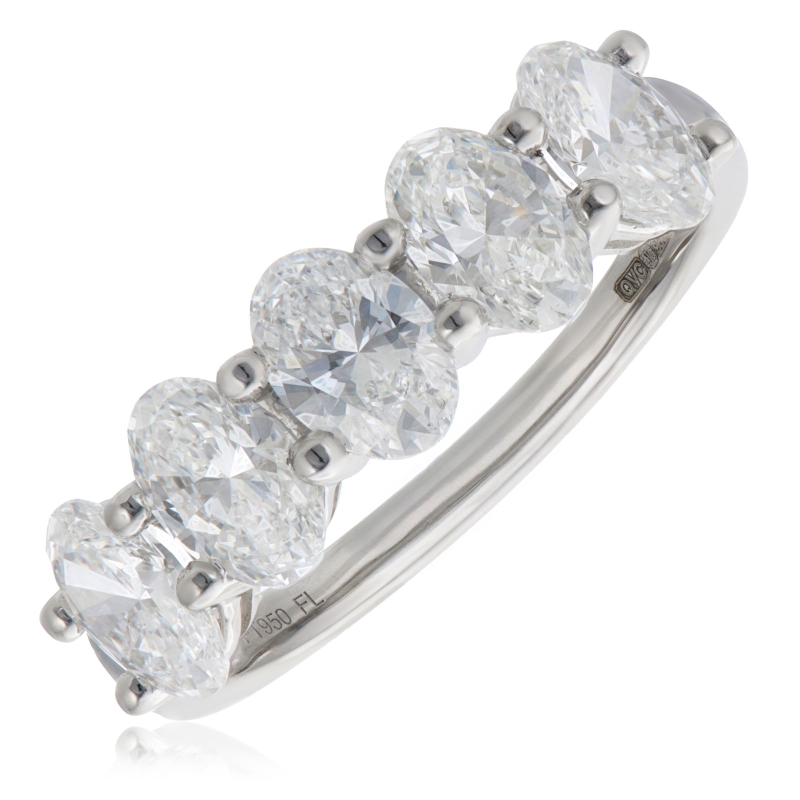 Fire Light 2.5ct Lab Grown Diamond 5 Stone Oval Ring Platinum