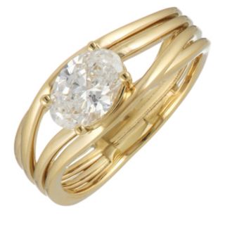 Fire Light 1ct Lab Grown Diamond Oval Cut Swirl Band Ring 18ct Gold Vermeil