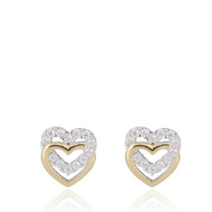 Diamonique 0.2ct tw Double Heart Stud Earrings Sterling Silver - 330806
