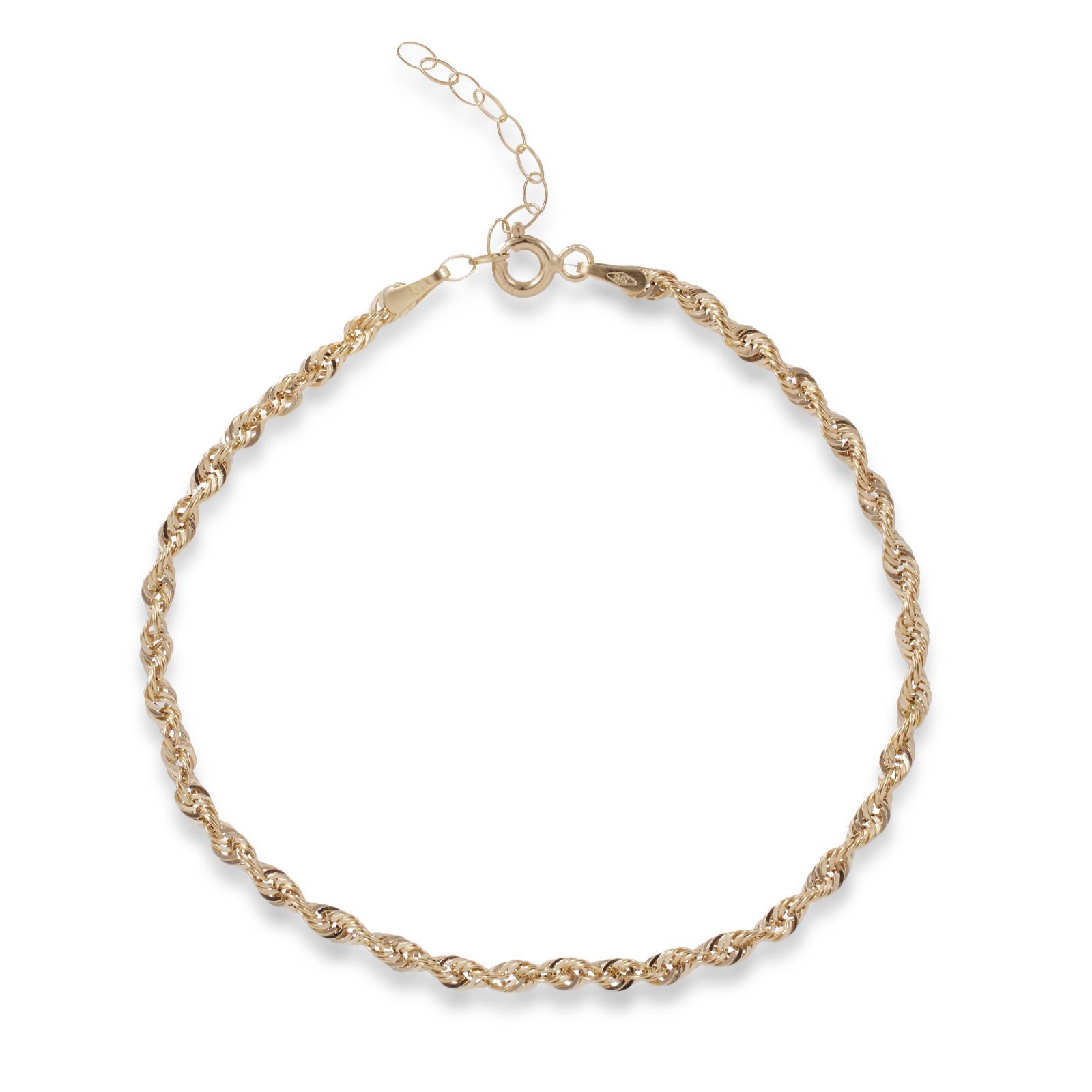 GOLD 9ct Italian Gold Rope Bracelet 0.95g