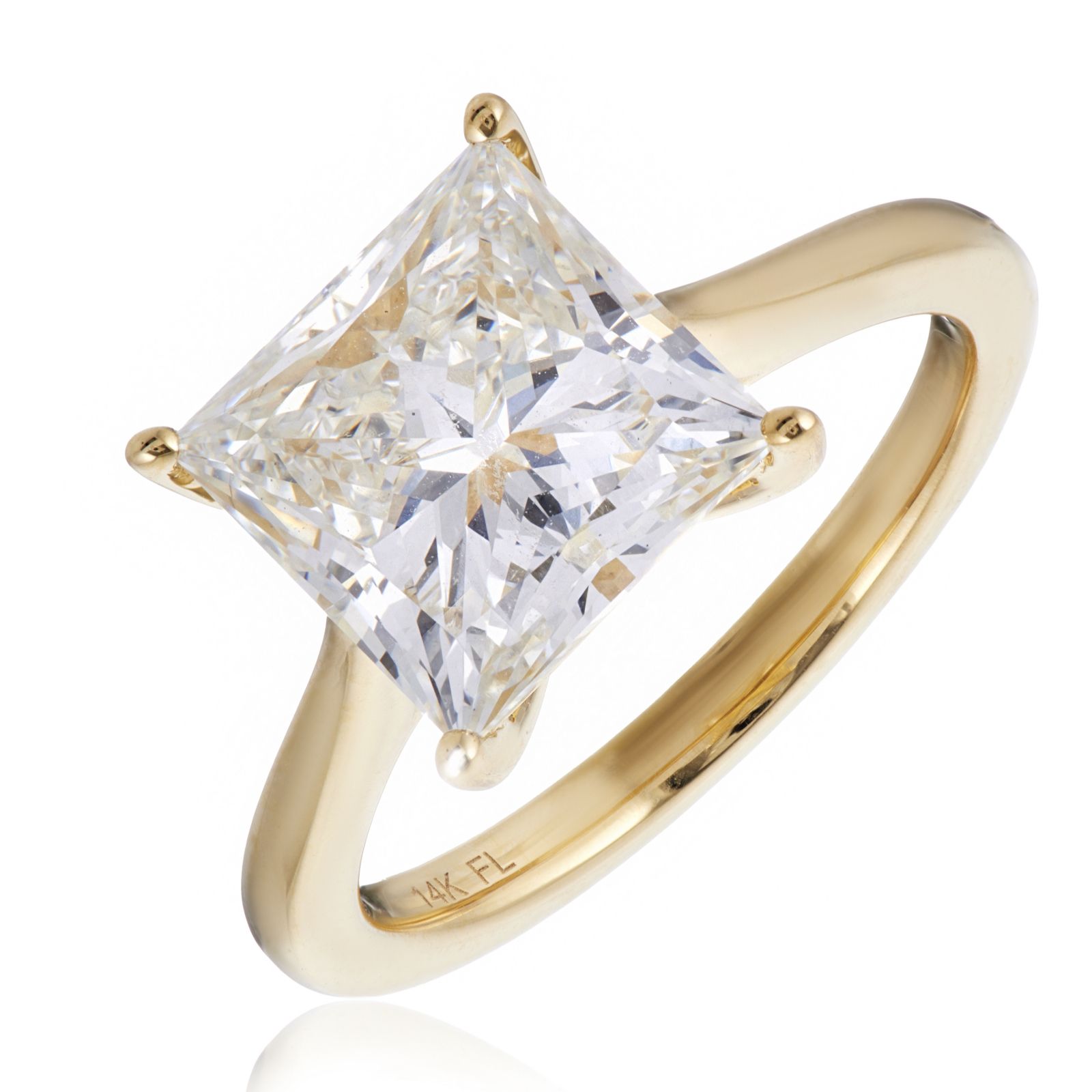 Firelight 4ct Lab Grown Princess Cut Solitaire Ring 14ct Gold