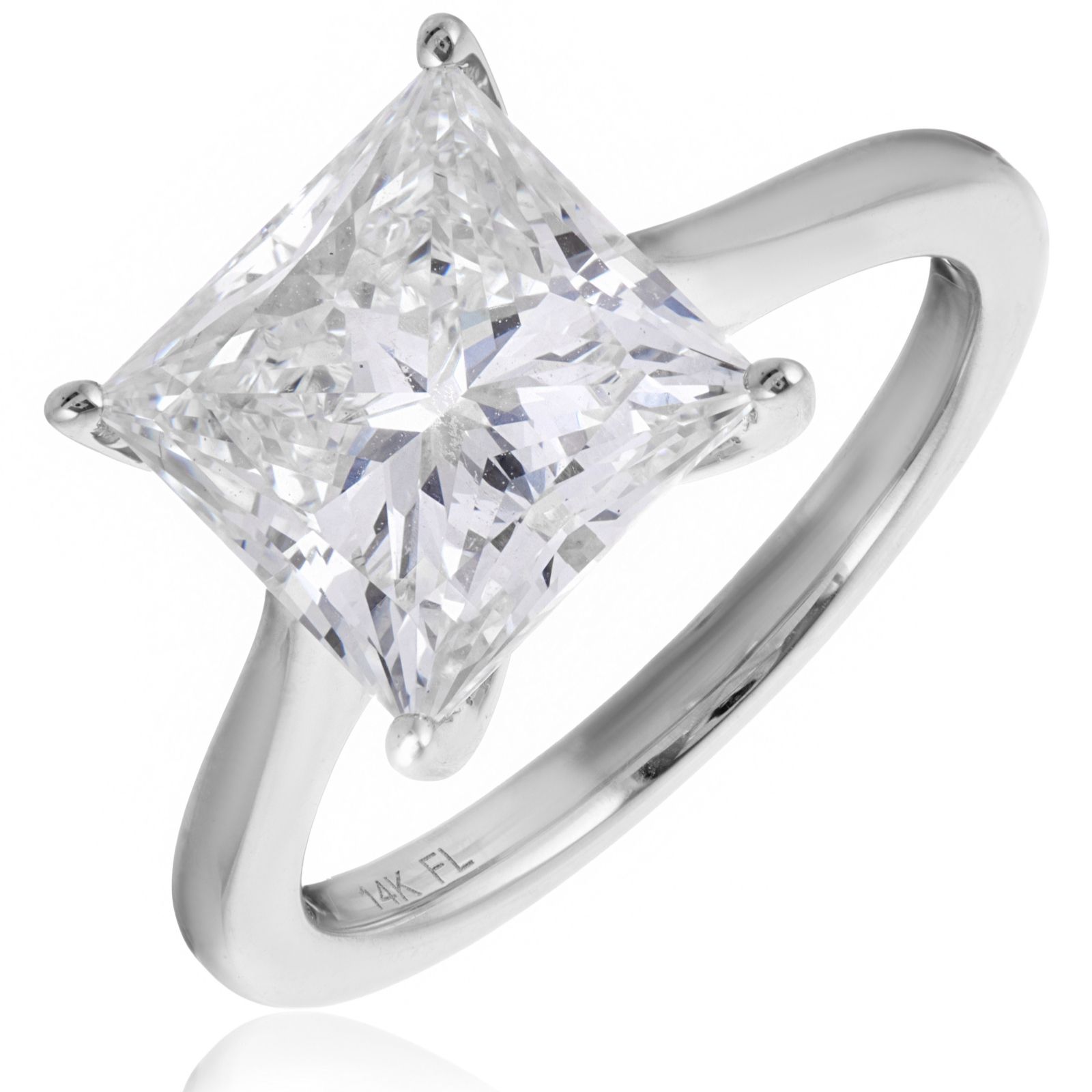 Fire Light 4ct Lab Grown Princess Cut Solitaire Ring 14ct Gold