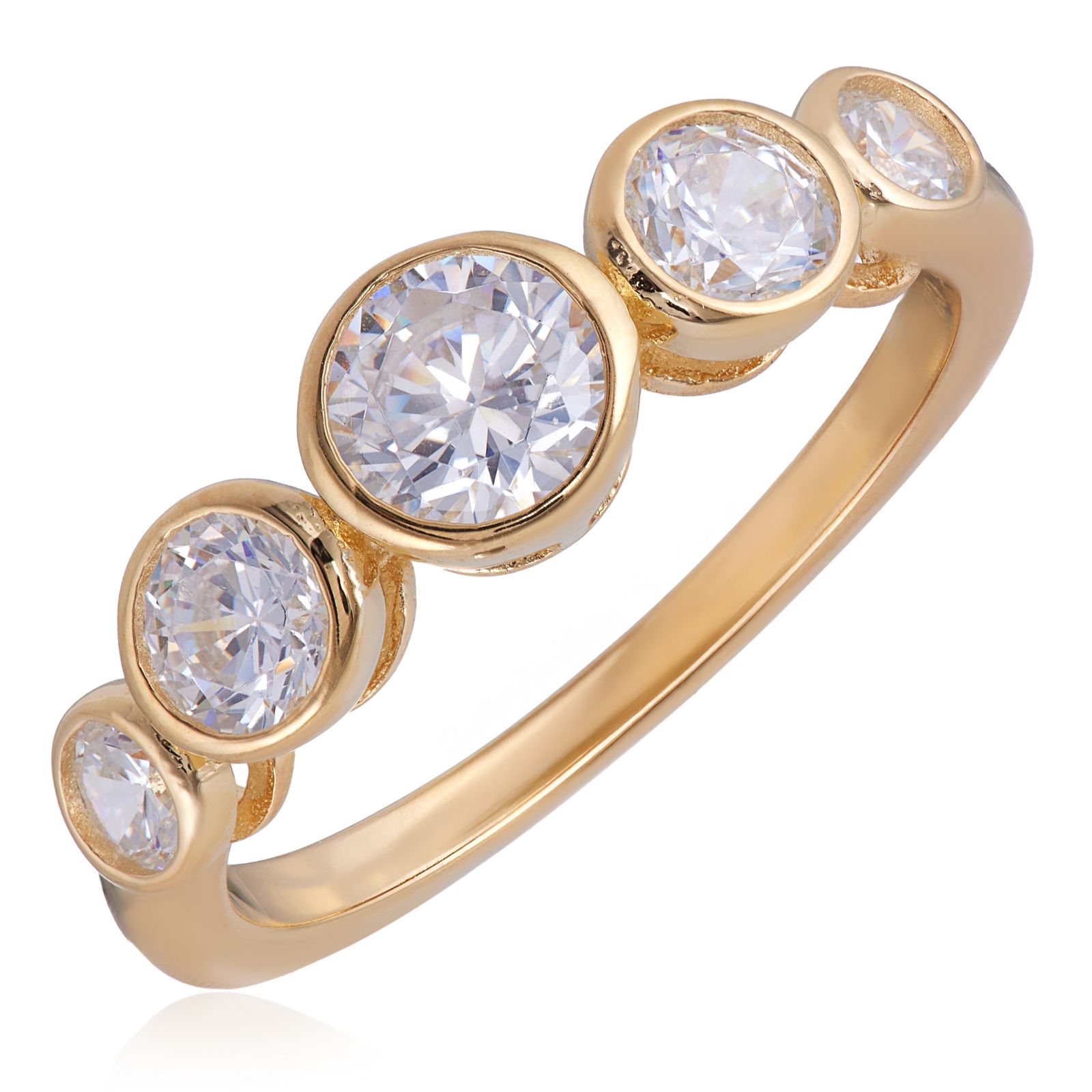 Diamonique 1.2ct tw 5 Stone Bezel Ring Sterling Silver