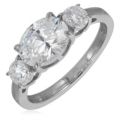 Diamonique 2.56ct East West Trilogy Ring Sterling Silver