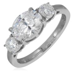 Diamonique 2.56ct East West Trilogy Ring Sterling Silver