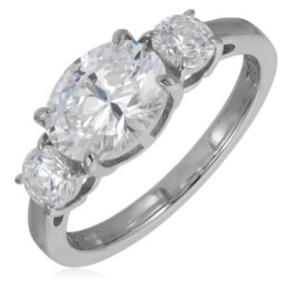 Diamonique 2.56ct East West Trilogy Ring Sterling Silver