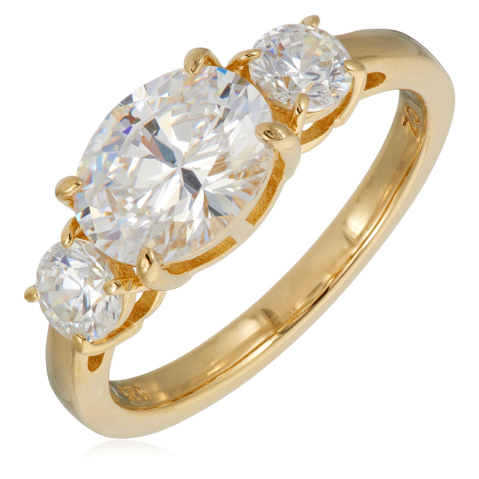 Diamonique 2.56ct East West Trilogy Ring Sterling Silver