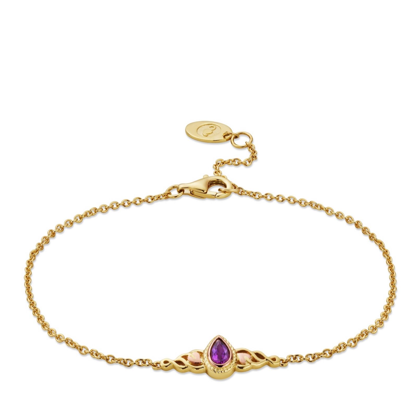 Royal Clogau 9ct Solid Gold Delphinium Bracelet with Amethyst