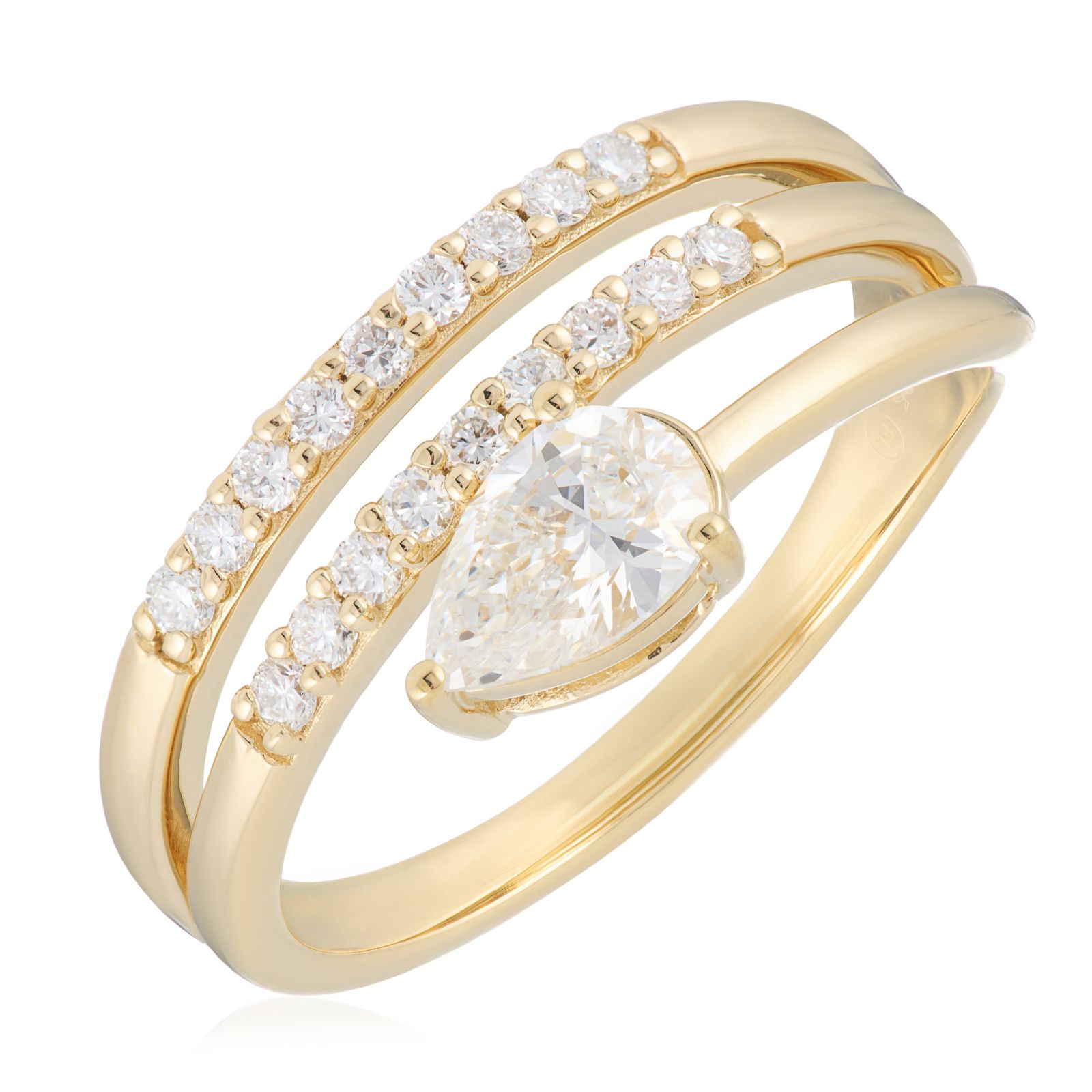 Fire Light 0.7ct Lab Grown Diamond Pear Cut Wrap Ring 18ct Gold Vermeil