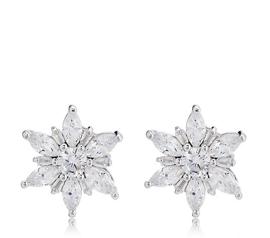 Diamonique 1.2ct tw Snowflake Stud Earring Sterling Silver
