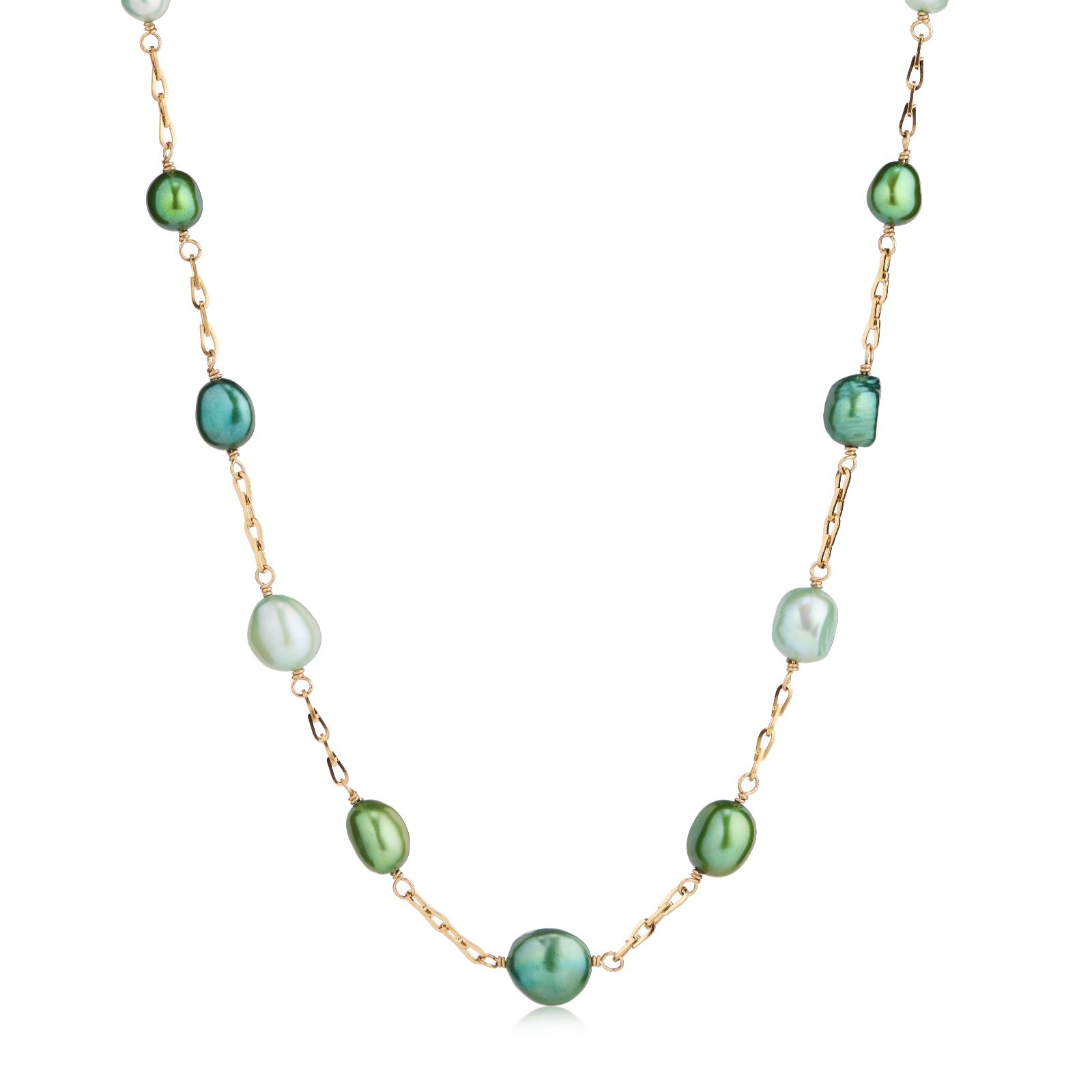 Lara Pearl 6-9mm Baroque Pearl & Chain Necklace Stainless Steel