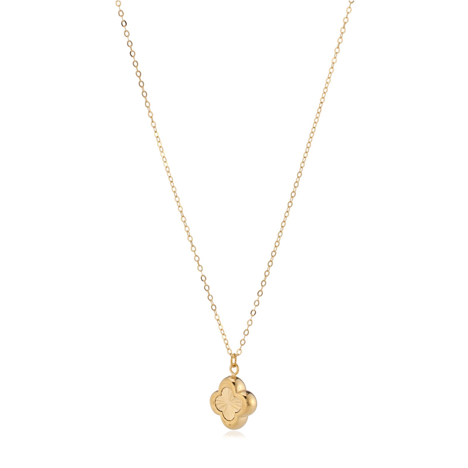 GOLD 9ct Italian Gold Clover Necklace 1.01g