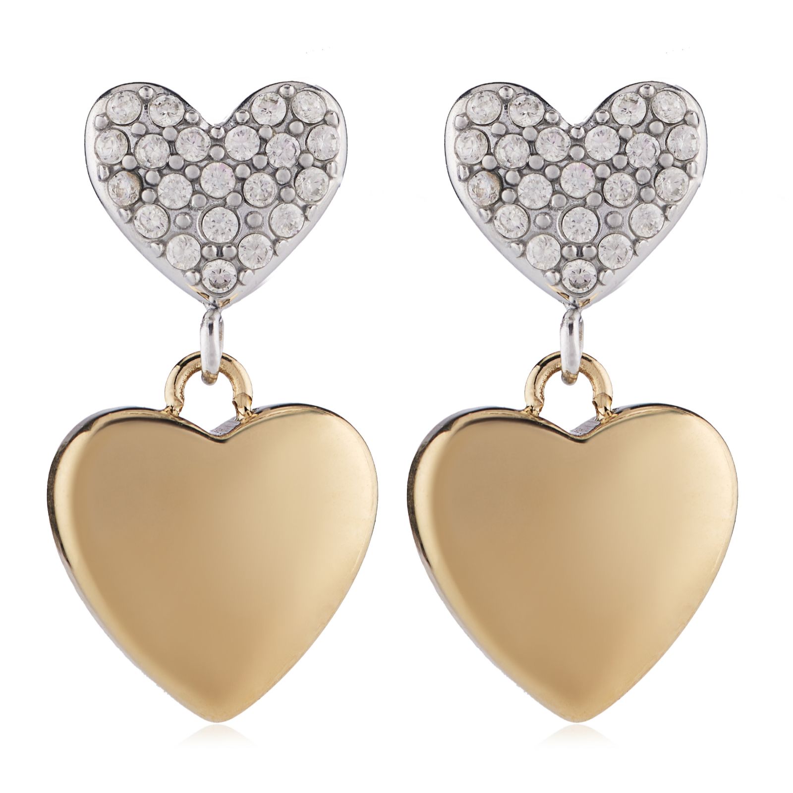 Steel by Diamonique Heart Droplet Earrings Stainless Steel