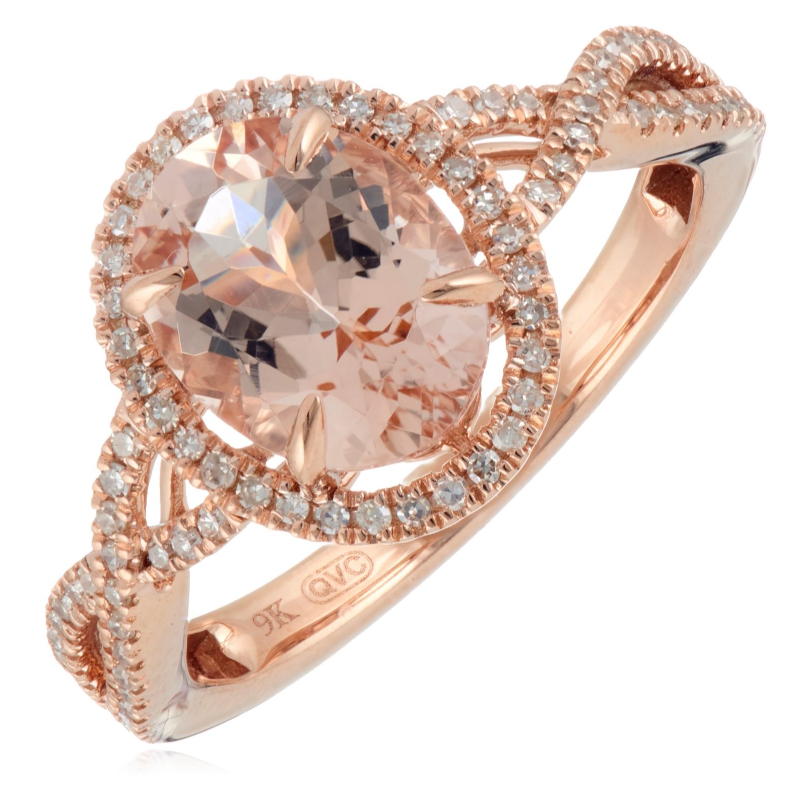 Oisha 1.83ct Peach Morganite and 0.21ct Diamond Ring 9ct Gold