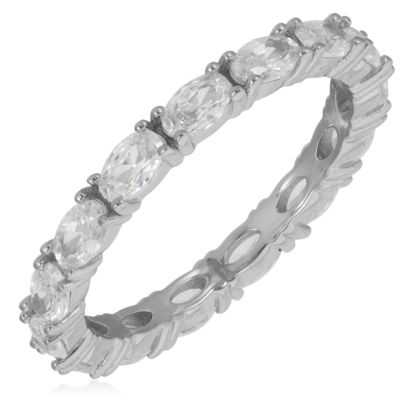 Diamonique 2.7ct East West Eternity Ring Sterling Silver