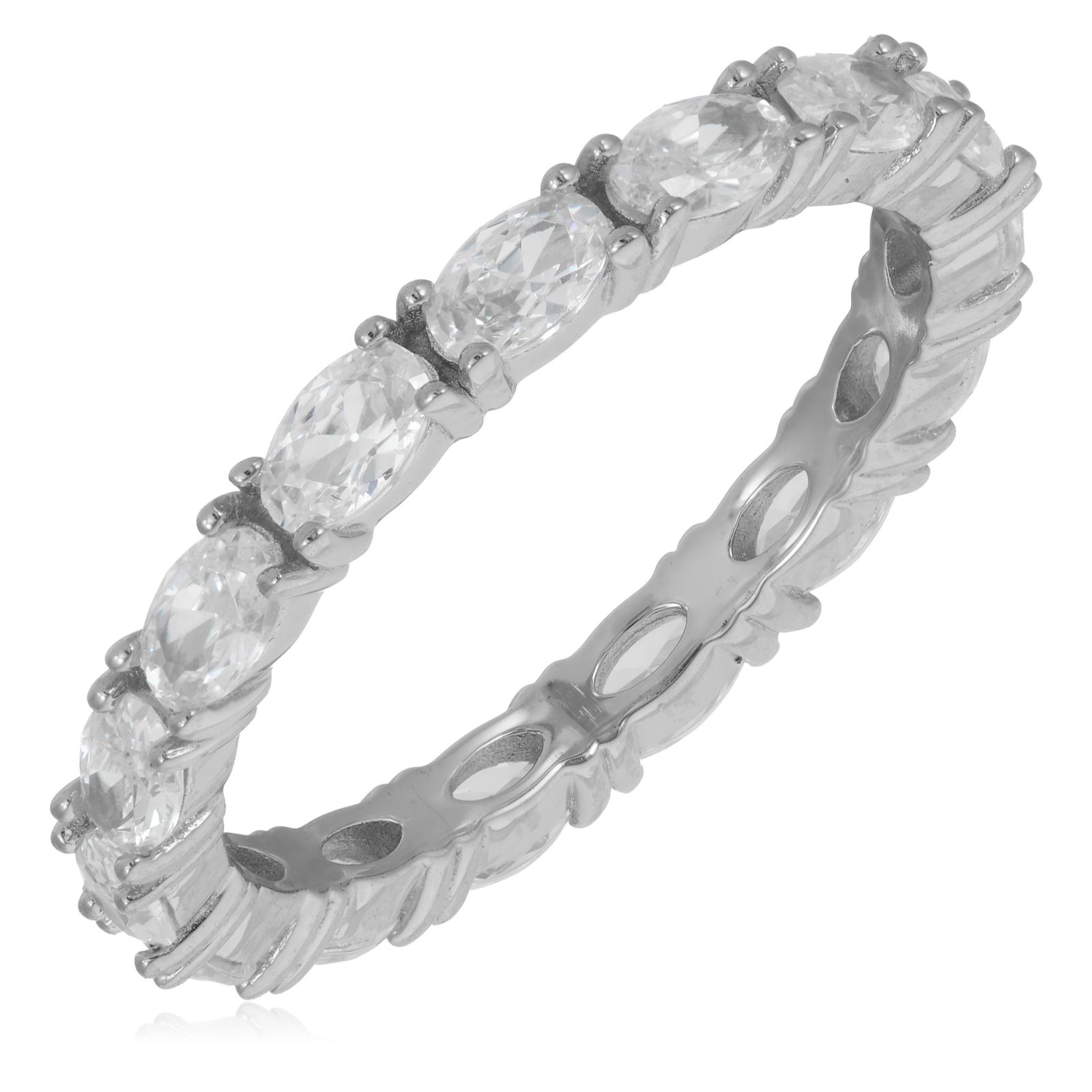 Diamonique 2.7ct East West Eternity Ring Sterling Silver