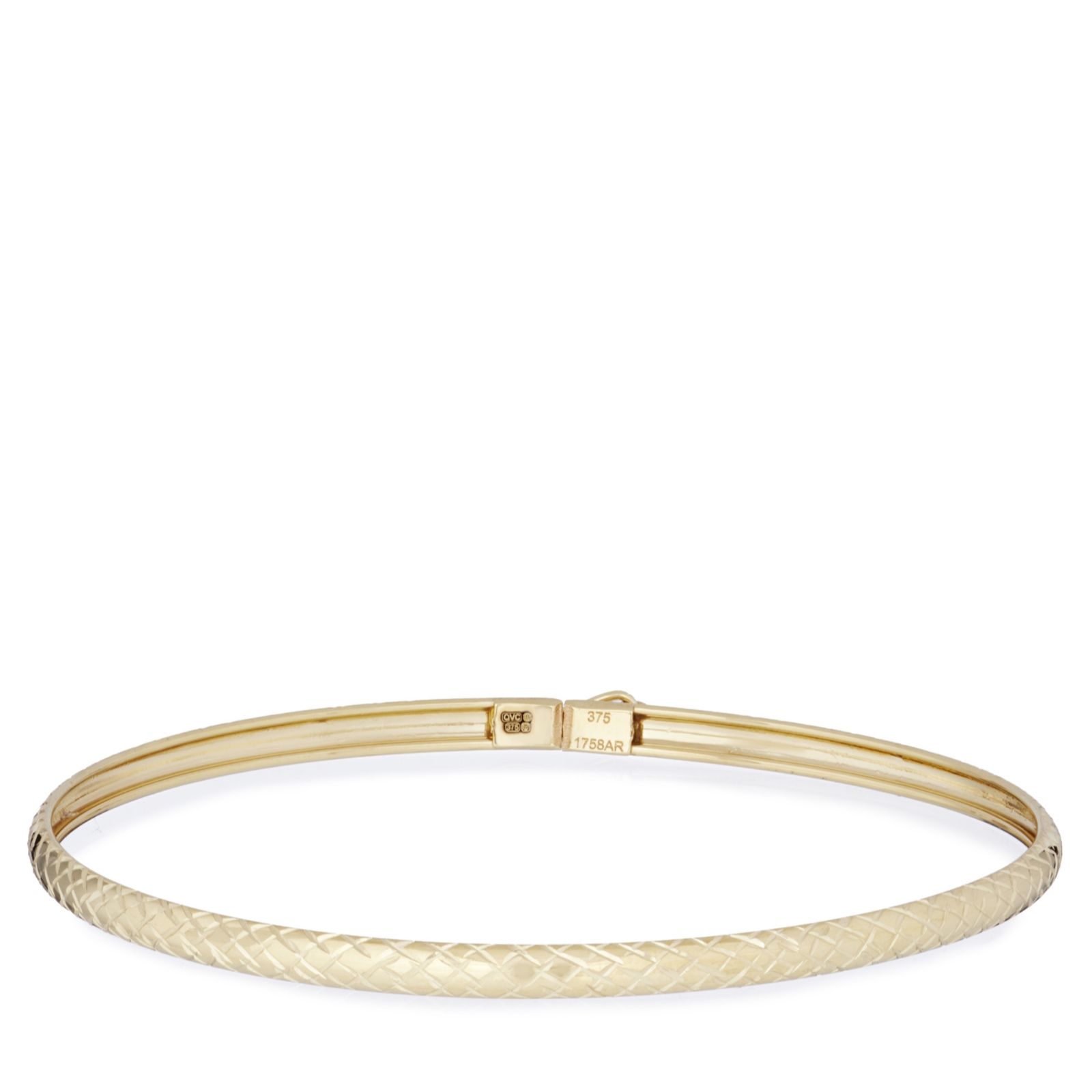 GOLD 9ct Italian Gold Diamond Cut Hinged Bangle 2.4g