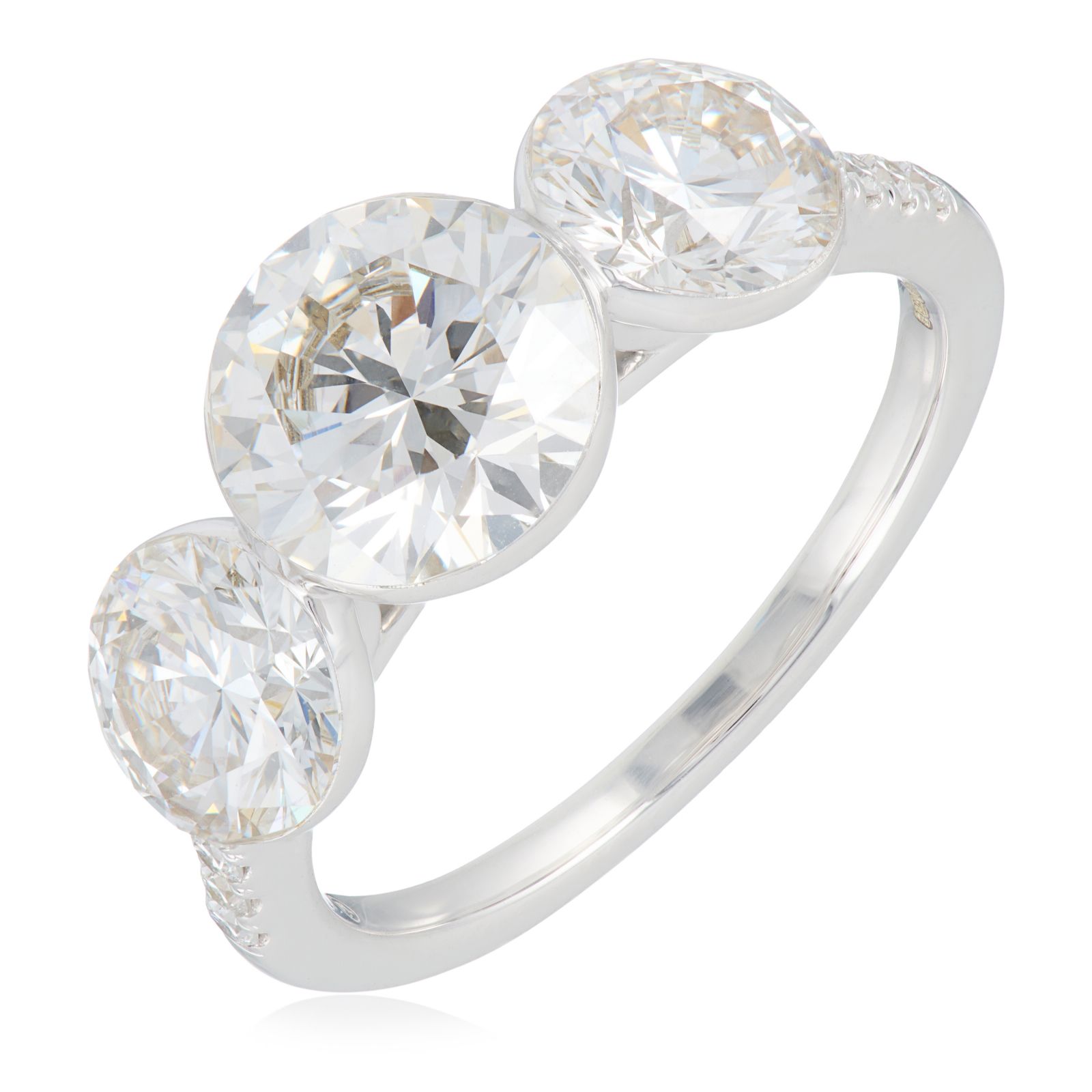 Fire Light 4ct Lab Grown Diamond Invisible Setting Trilogy Ring 9ct Gold