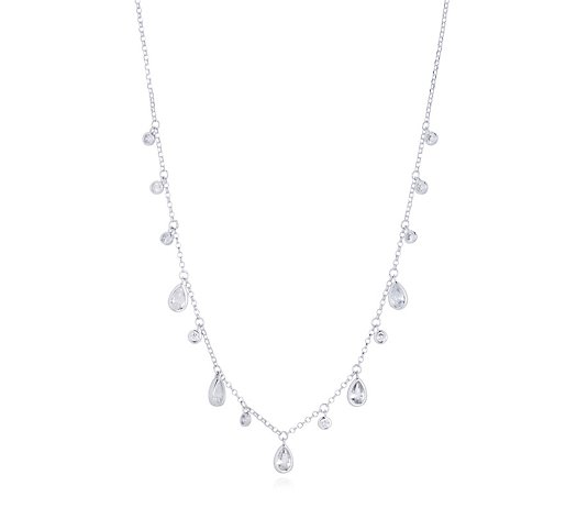 Escape by Melissa Odabash Pear Cut Droplet Necklace Sterling Silver