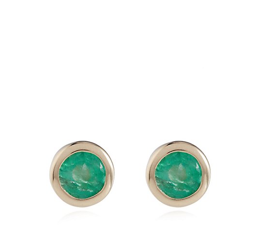 0.40ct Brazilian Emerald Bezel Stud Earrings 9ct Gold