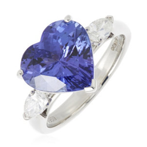 5.00ct AAAA Tanzanite Heart & 0.40ct Diamond Halo Ring Platinum - 347208