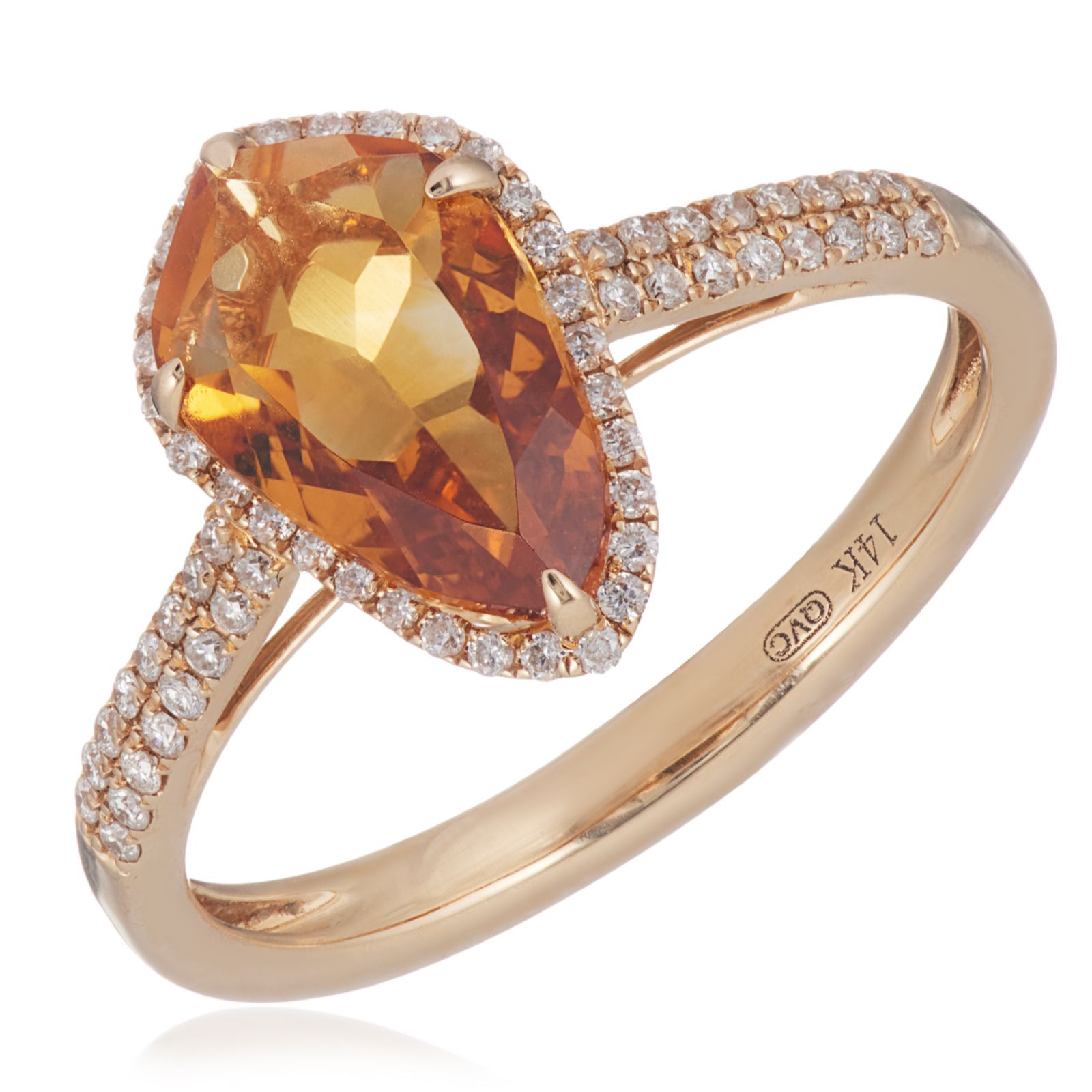 Oisha 1.35ct Semi Precious Gemstone 0.19ct Diamond Ring 14ct Gold