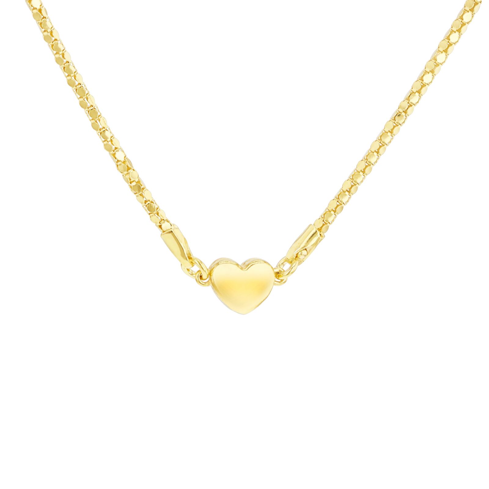 Faith and Brown Italian Crafted Magnetic Heart Popcorn chain Necklace