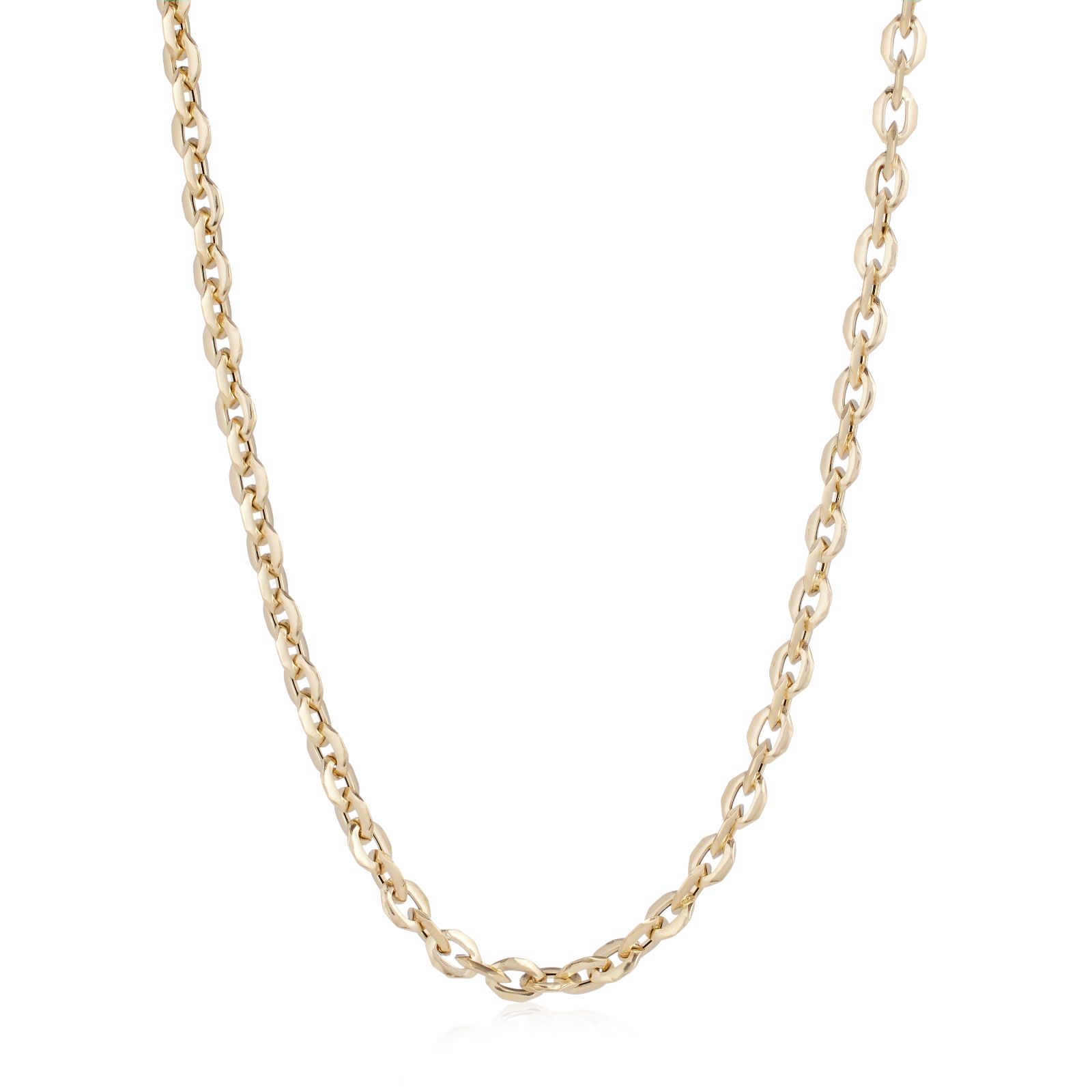 GOLD 9ct Italian Gold Faceted Oval Rolo Necklace 5.40g