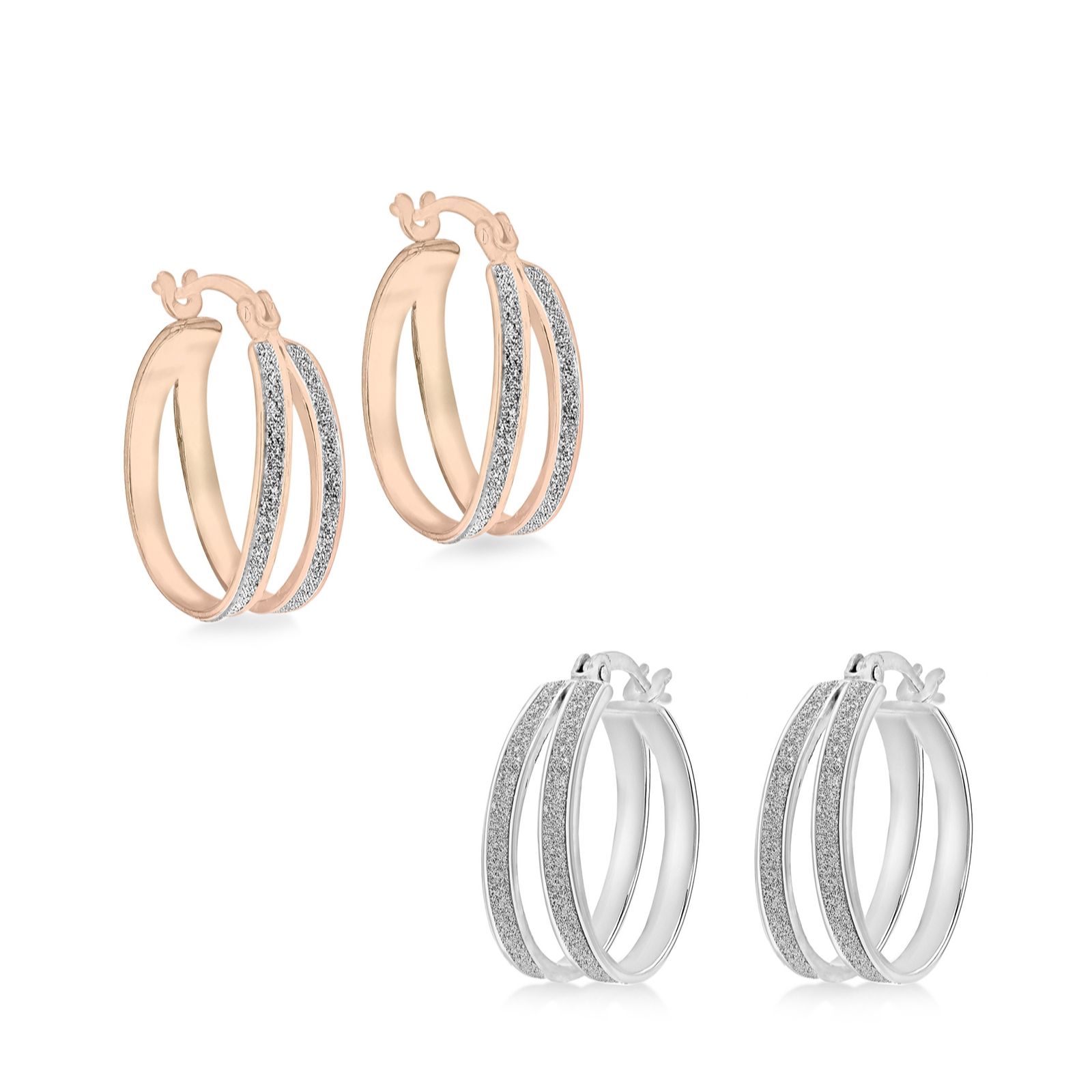 Faith & Brown Stardust Double Hoop Earring Duo Sterling Silver