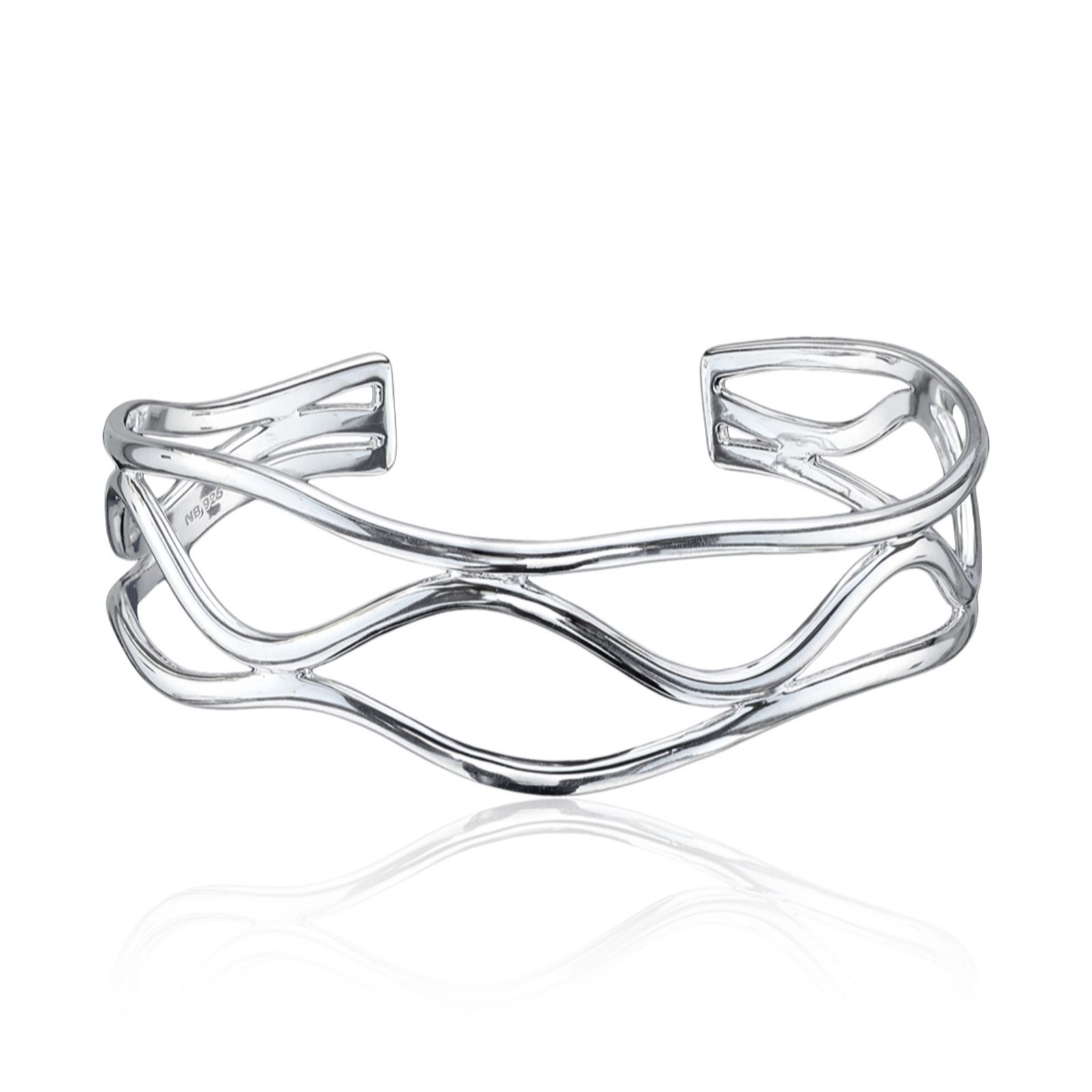 Nina B Limited Edition Wave Cuff Bangle Sterling Silver