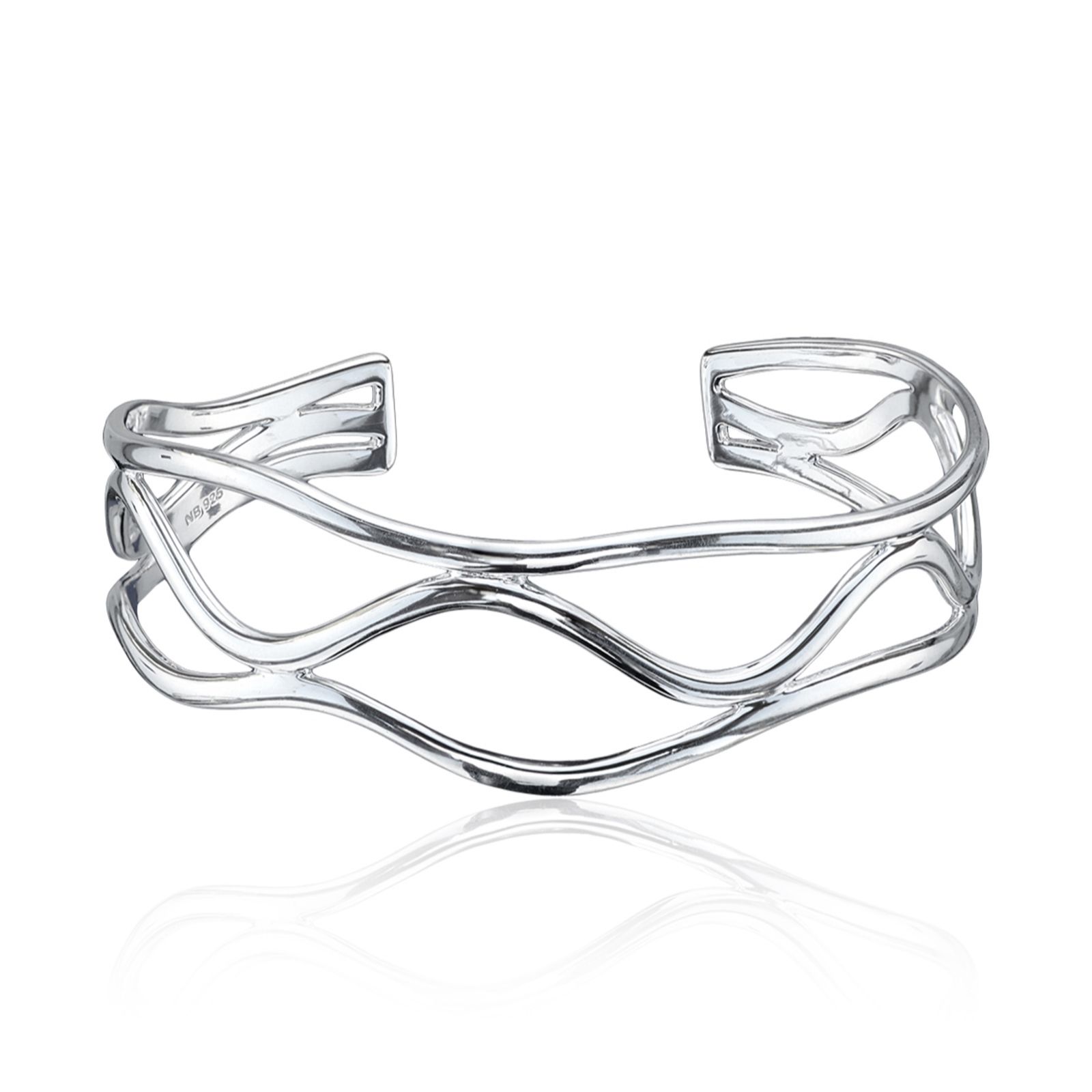Nina B Limited Edition Wave Cuff Bangle Sterling Silver