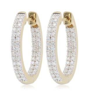 Fire Light 0.7ct Lab Grown Diamond Double Row Hoop Earrings 9ct Gold
