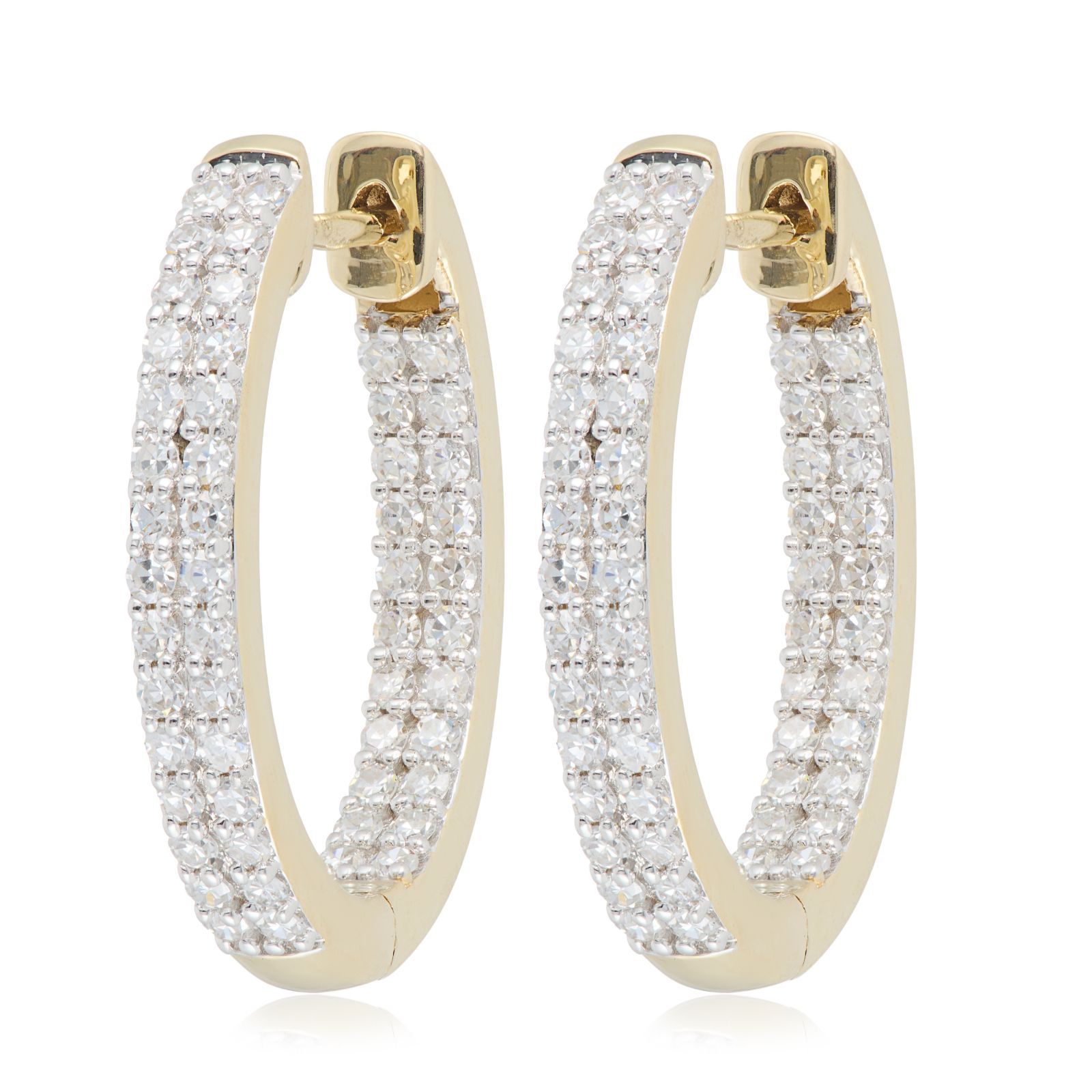Fire Light 0.7ct Lab Grown Diamond Double Row Hoop Earrings 9ct Gold