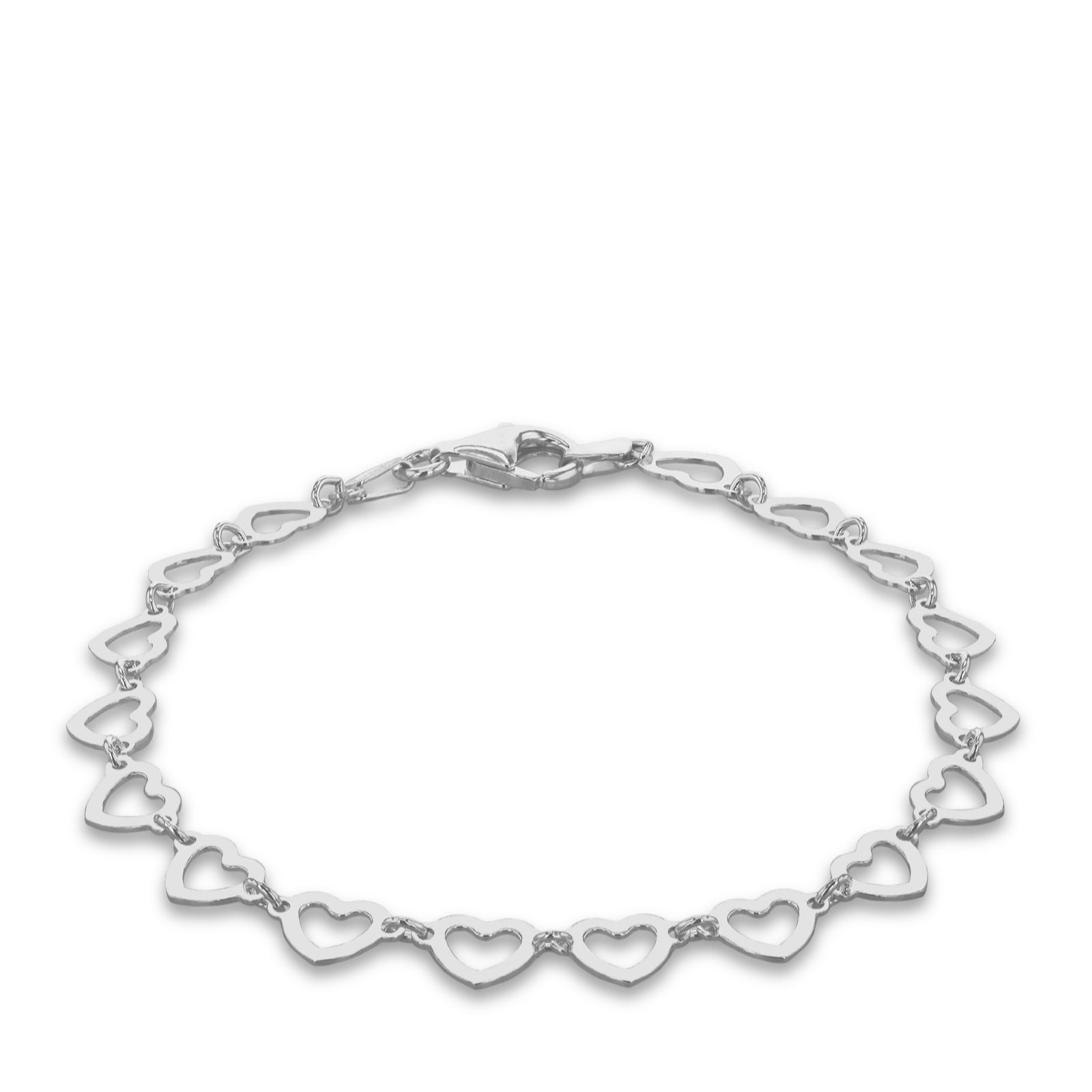 Faith & Brown Italian Crafted Sterling Silver Heart Link Bracelet
