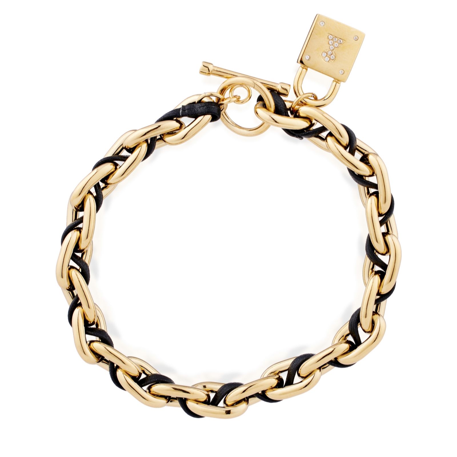 Steel By Diamonique Fabric Twist Padlock Bracelet Stainless Steel