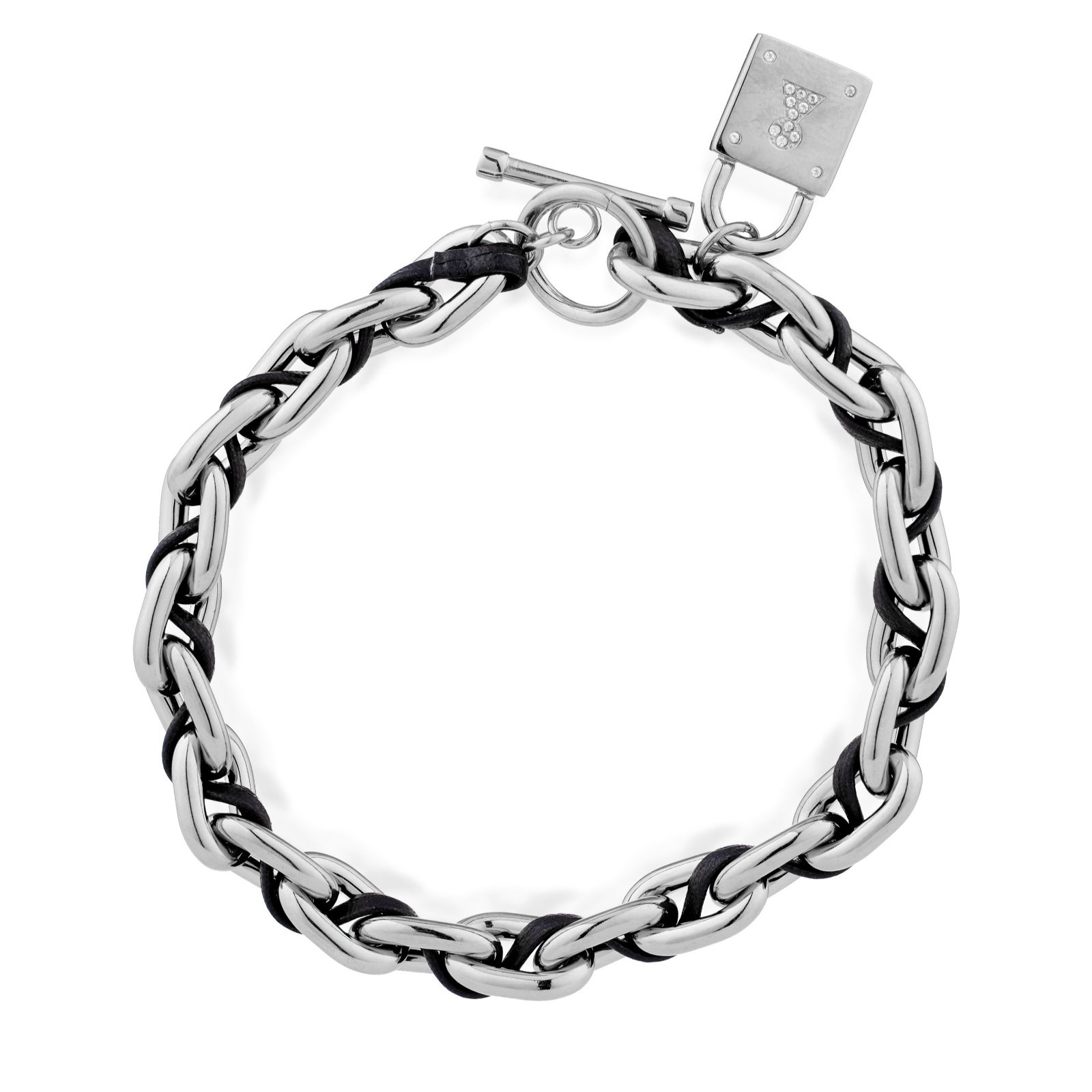 Steel By Diamonique Fabric Twist Padlock Bracelet Stainless Steel