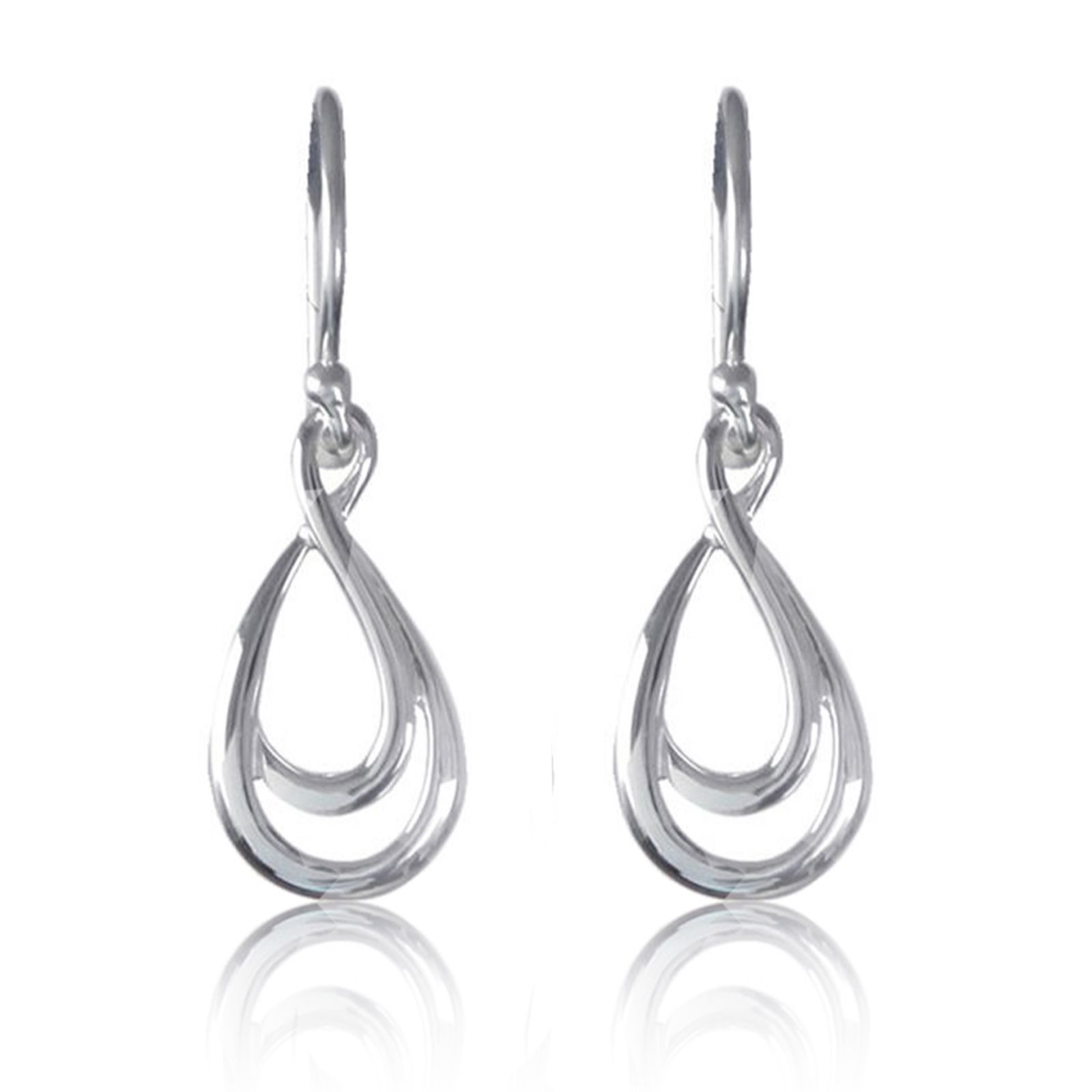 Nina B Double Loop Drop Earrings Sterling Silver