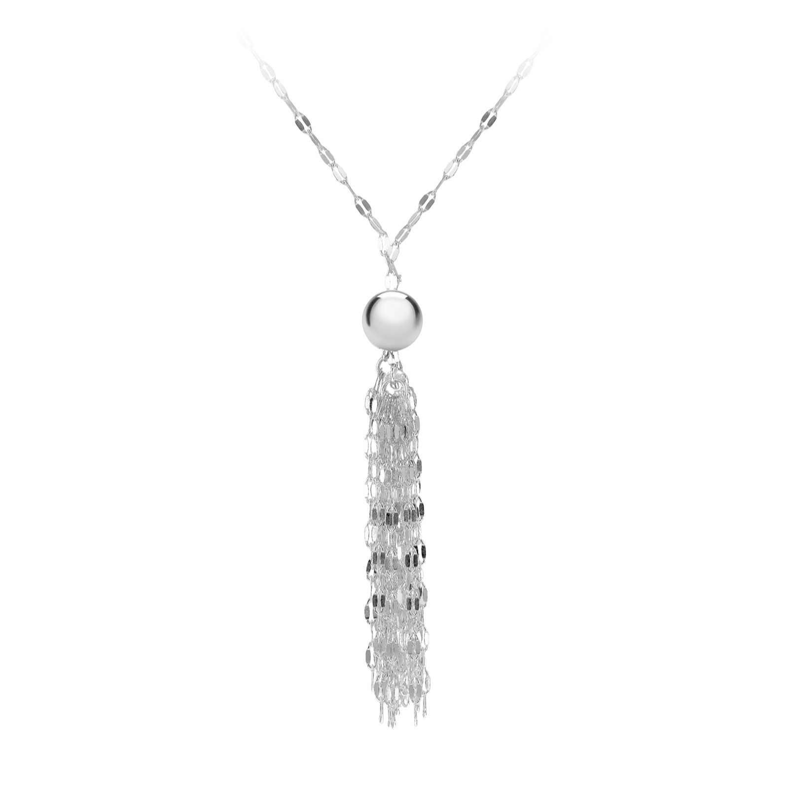 Faith & Brown Italian Crafted Mirror Tassle Necklace Sterling Silver