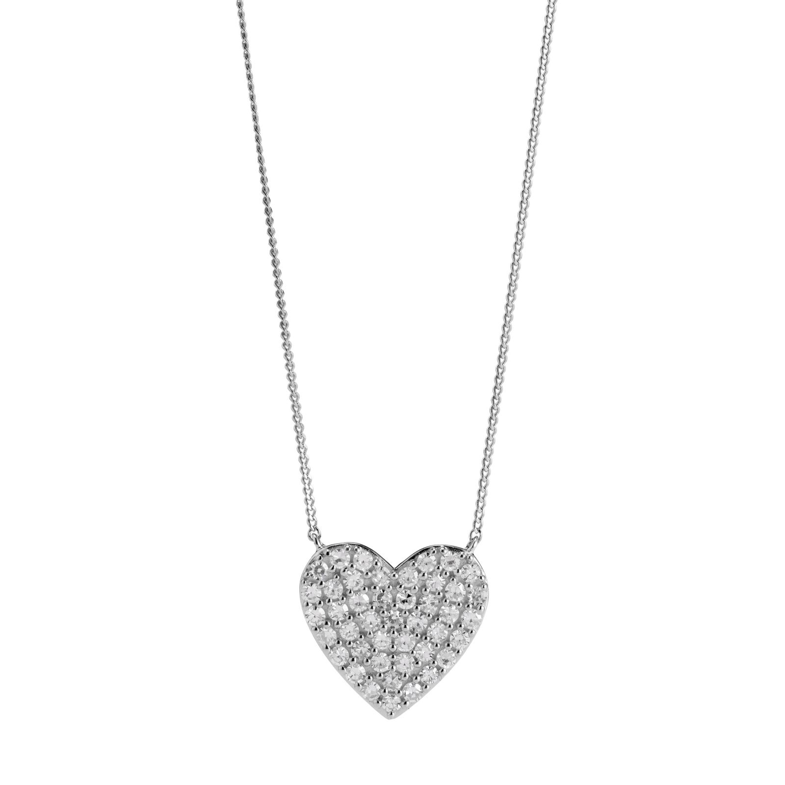 Fire Light 0.5ct Lab-Grown Pave Heart Pendant & Chain 9ct Gold