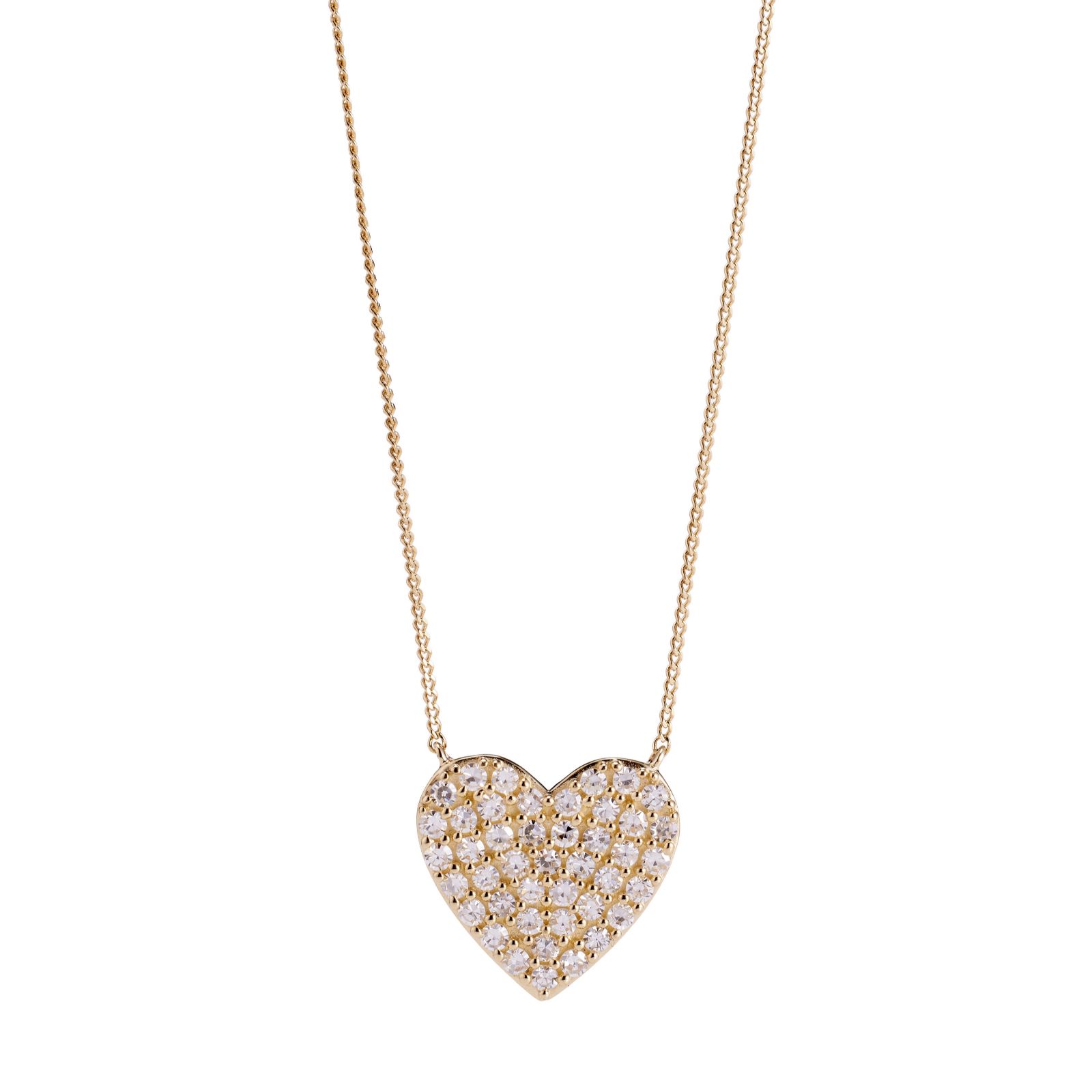 Fire Light 0.5ct Lab-Grown Pave Heart Pendant & Chain 9ct Gold