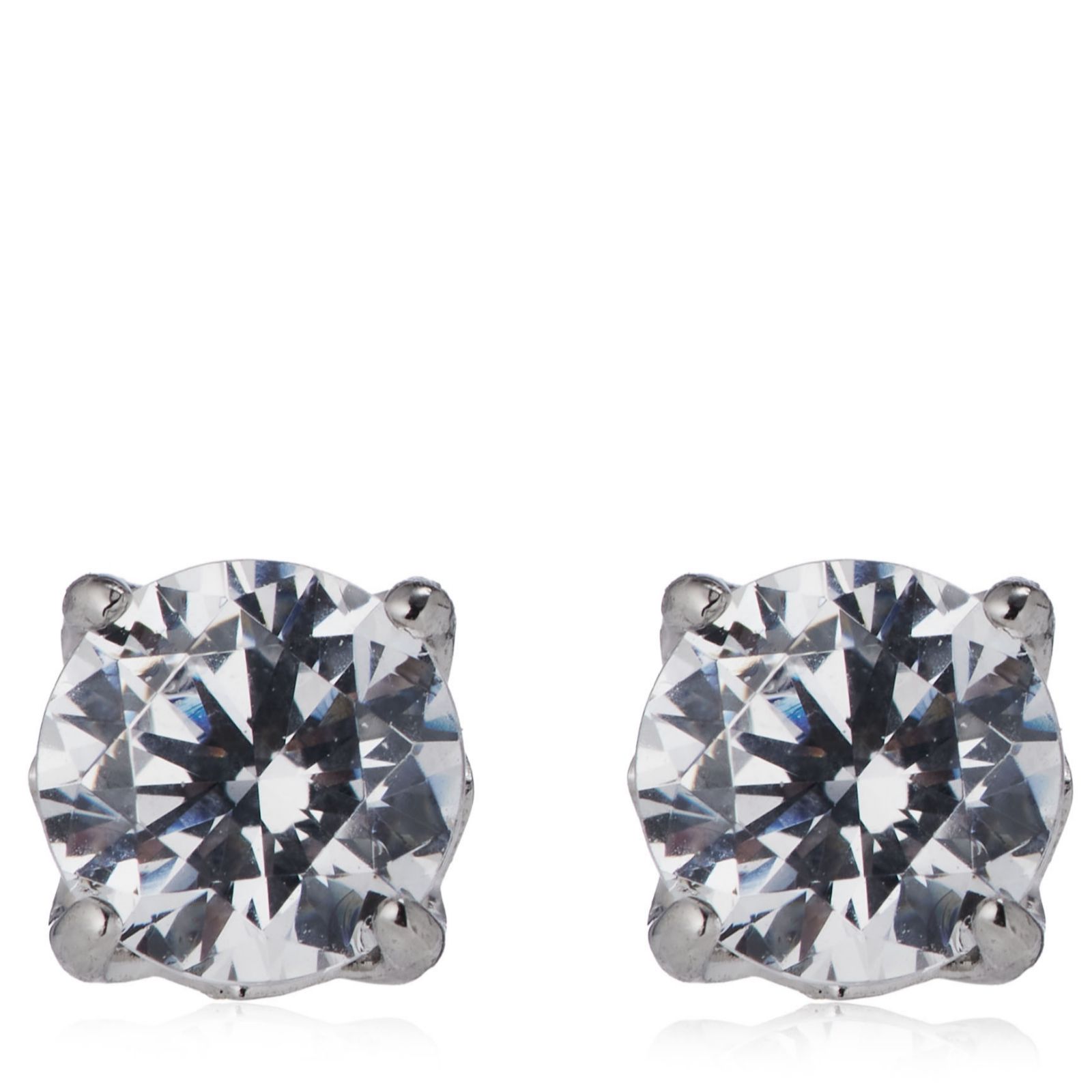 Diamonique 1ct tw Platinum Plated Classic Icon Stud Earrings Sterling Silver